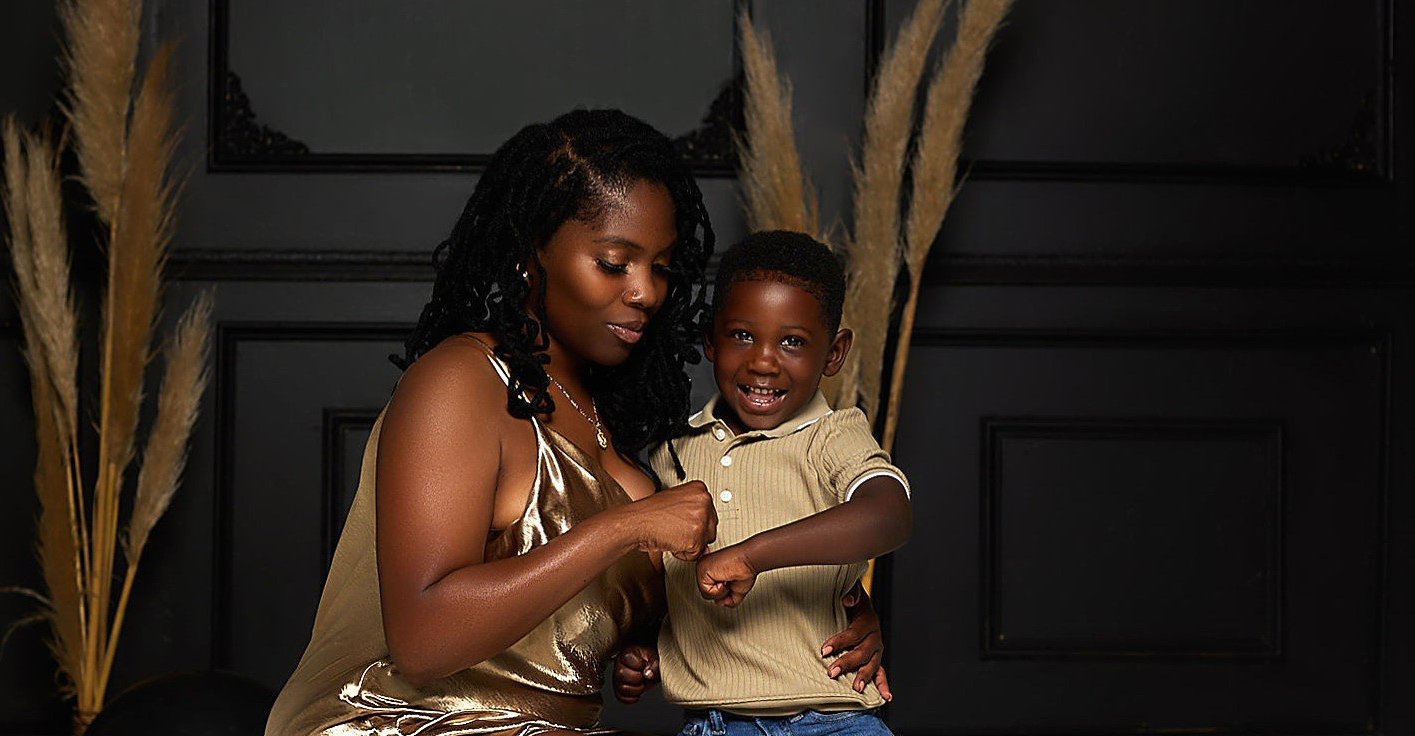 Image shows author Jasmine S. Harris with her son.