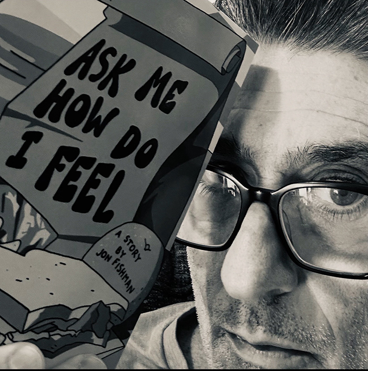 Florida-based young adult author Jon Fishman shows off his book, Ask Me How Do I Feel.